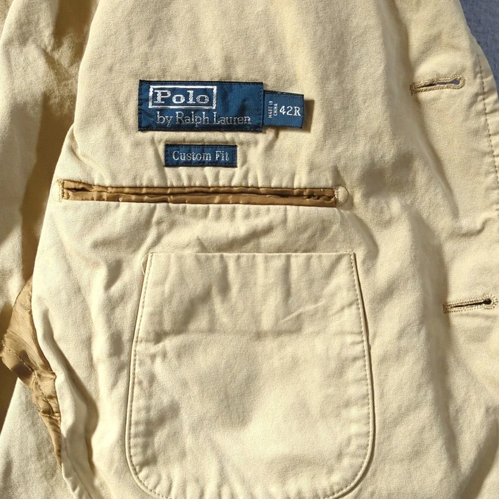 Polo Ralph Lauren Sport Coat Mens 42R Khaki Cotton Patch Pocket Blazer